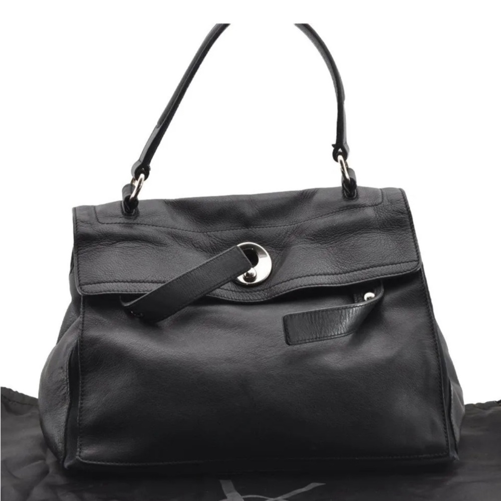SAINT LAURENT Muse toe Hand Bag Leather Black